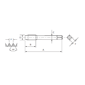 Desenho Técnico Ponta Helicoidal BSP Maxitech Ferramentas de Corte